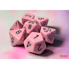 Chessex Opaque Pastel Pink/black Polyhedral 7-Dice Set