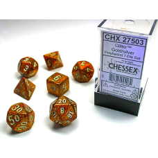 Chessex Glitter Polyhedral 7-Die Sets - Gold/Silver