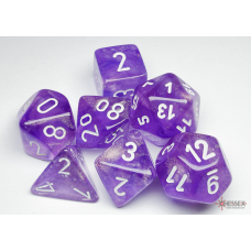Chessex Borealis Polyhedral Purple/white Luminary 7-Die Set