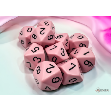 Opaque Pastel Pink/black Set of Ten d10s