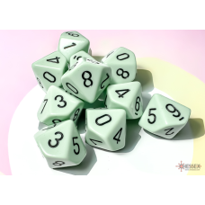 Opaque Pastel Green/black Set of Ten d10s