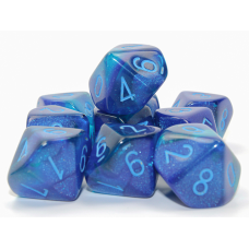 Gemini Blue-Blue/light blue Luminary Set of Ten d10s