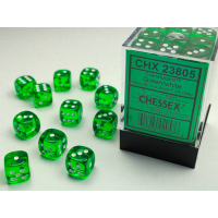 Chessex Translucent 12mm d6 Green/white Dice Block