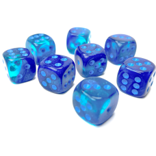 Chessex Gemini Blue-Blue/light blue Luminary 12mm d6 Dice Block 