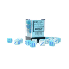 Chessex Gemini 12mm Pearl Turquoise-White/blue Luminary  d6 Dice Block